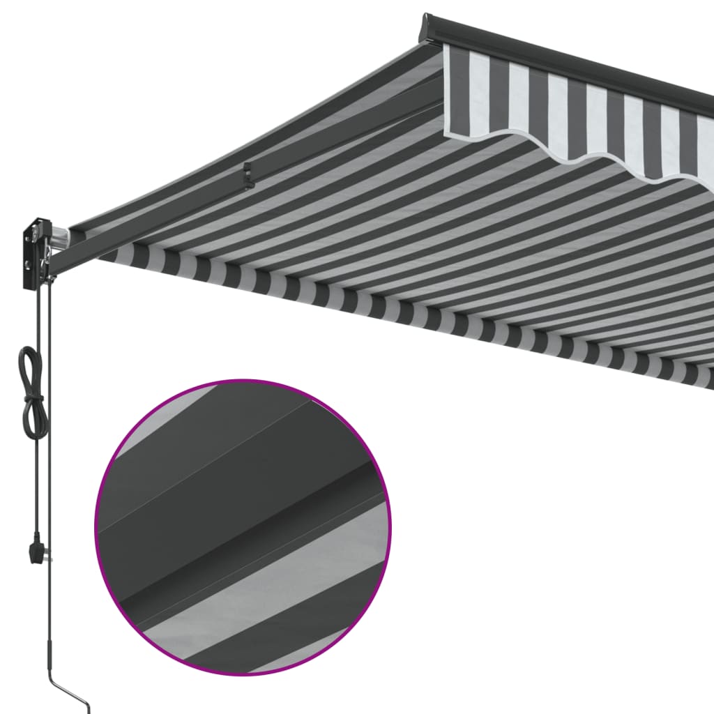 Retractable awning anthracite and white 3.5x2.5 m fabric aluminum