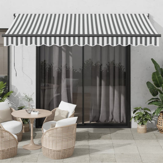 Retractable awning anthracite and white 3.5x2.5 m fabric aluminum