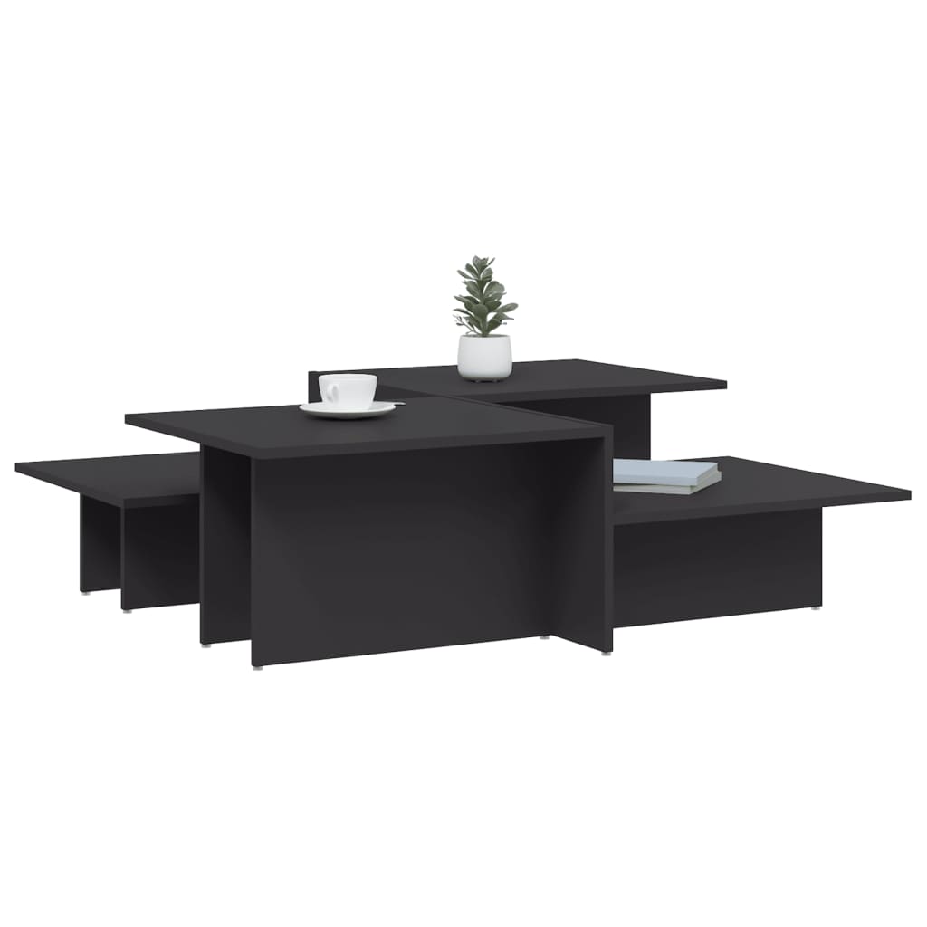 Coffee table 2 pcs grey engineered wood