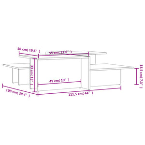 Coffee table 2 pcs grey engineered wood