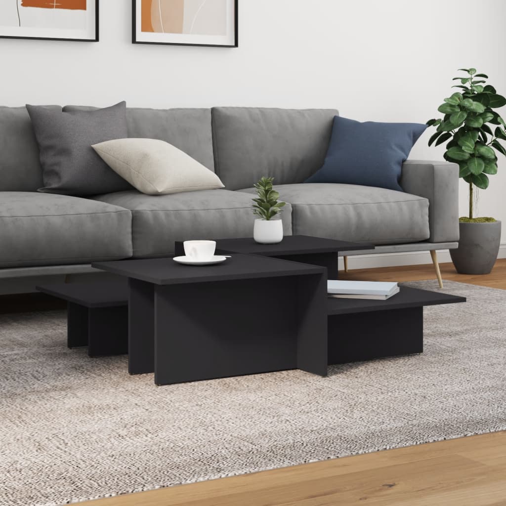 Coffee table 2 pcs grey engineered wood