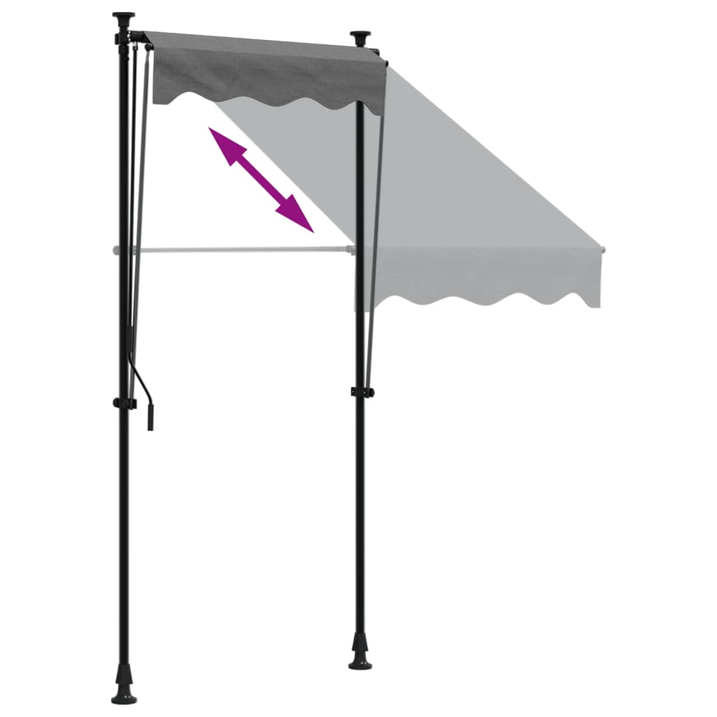 Retractable awning anthracite 100x150 cm fabric and steel