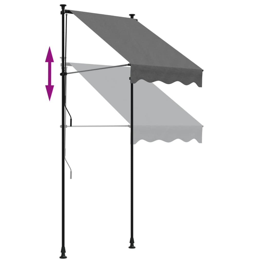 Retractable awning anthracite 100x150 cm fabric and steel