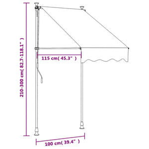 Retractable awning anthracite 100x150 cm fabric and steel