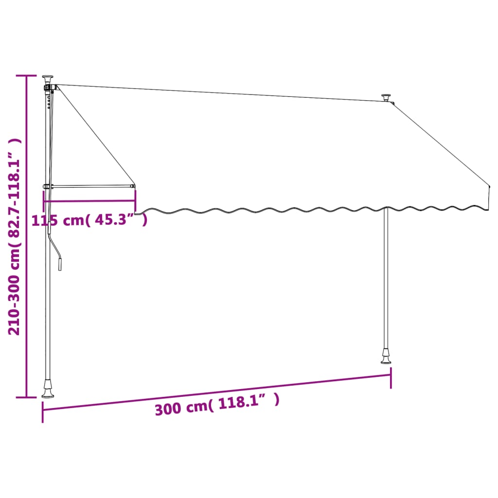 Retractable awning anthracite 300x150 cm fabric and steel