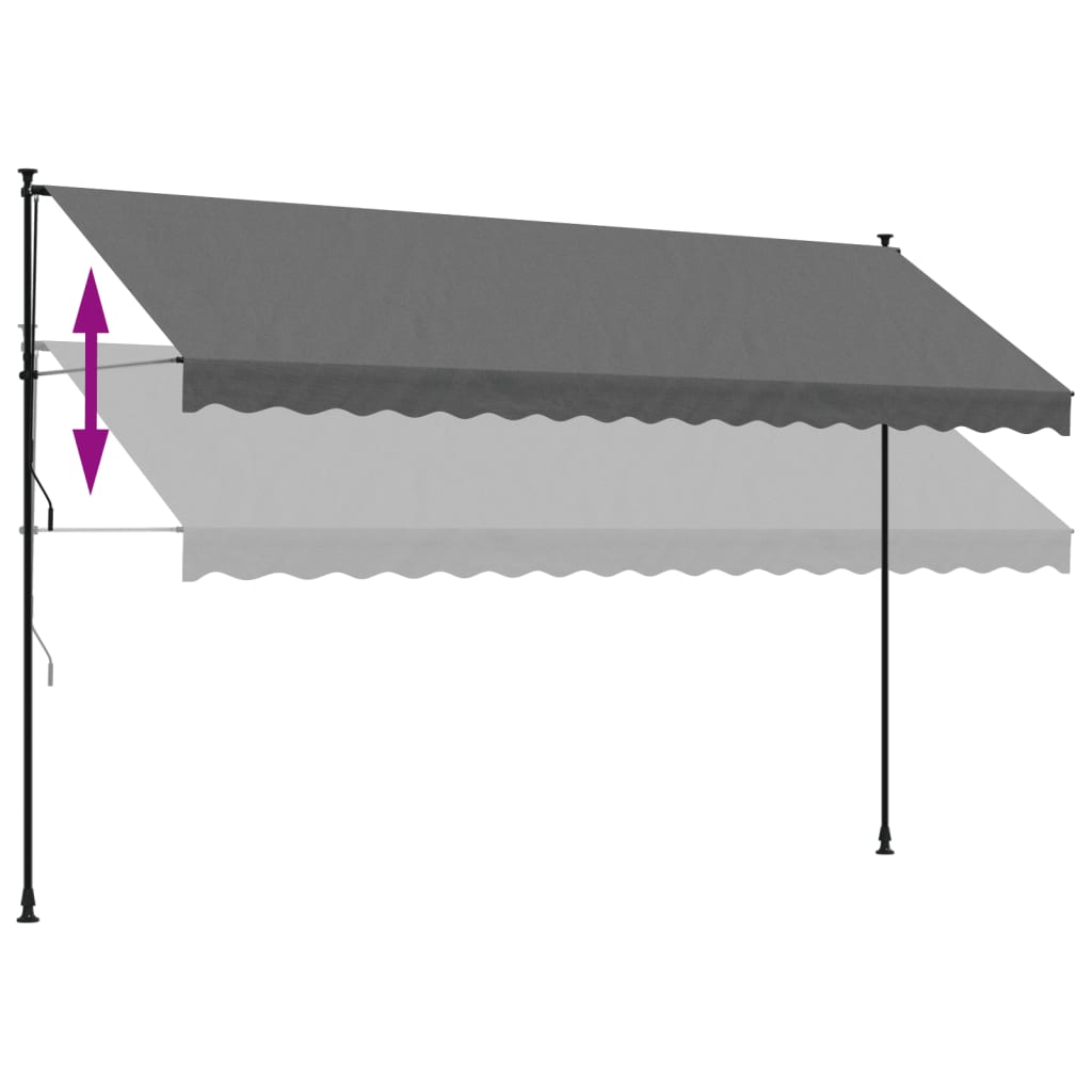 Retractable awning anthracite 400x150 cm fabric and steel
