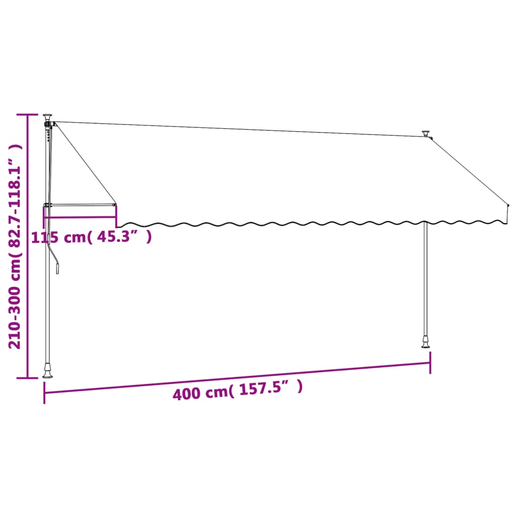 Retractable awning anthracite 400x150 cm fabric and steel