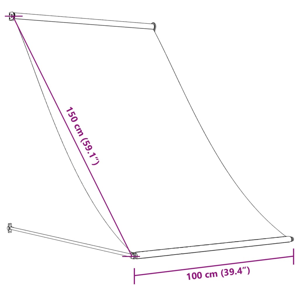 Retractable awning anthracite 100x150 cm fabric and steel