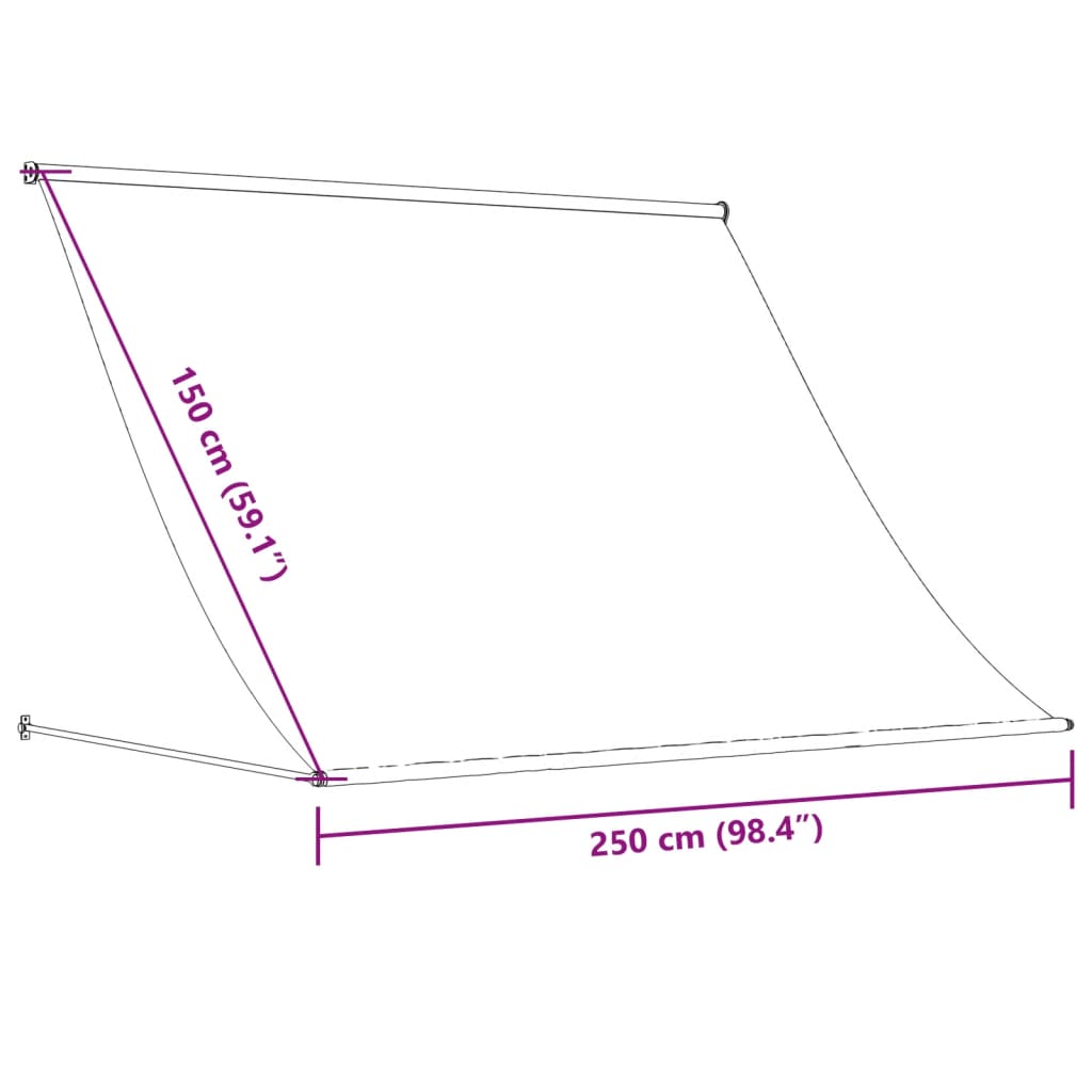 Retractable awning anthracite 250x150 cm fabric and steel