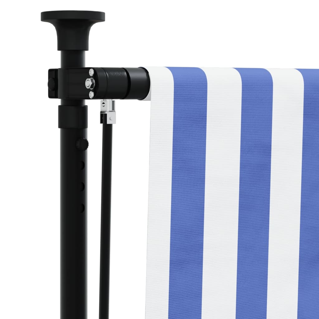 Outdoor roller blind blue and white 100x270 cm fabric and steel