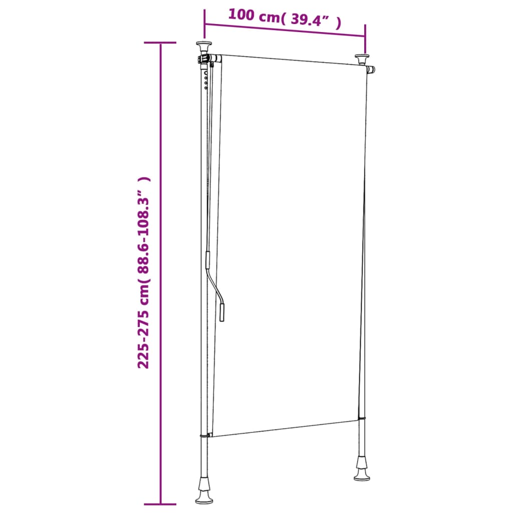 Outdoor roller blind blue and white 100x270 cm fabric and steel