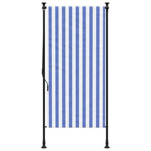 Outdoor roller blind blue and white 120x270 cm fabric and steel