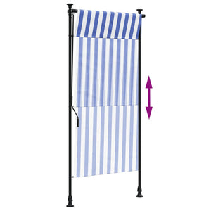 Outdoor roller blind blue and white 120x270 cm fabric and steel