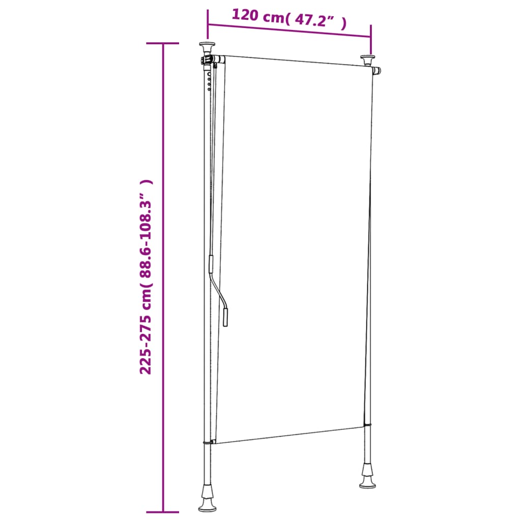 Outdoor roller blind blue and white 120x270 cm fabric and steel