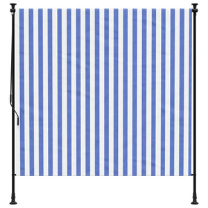 Outdoor roller blind blue and white 150x270 cm fabric and steel