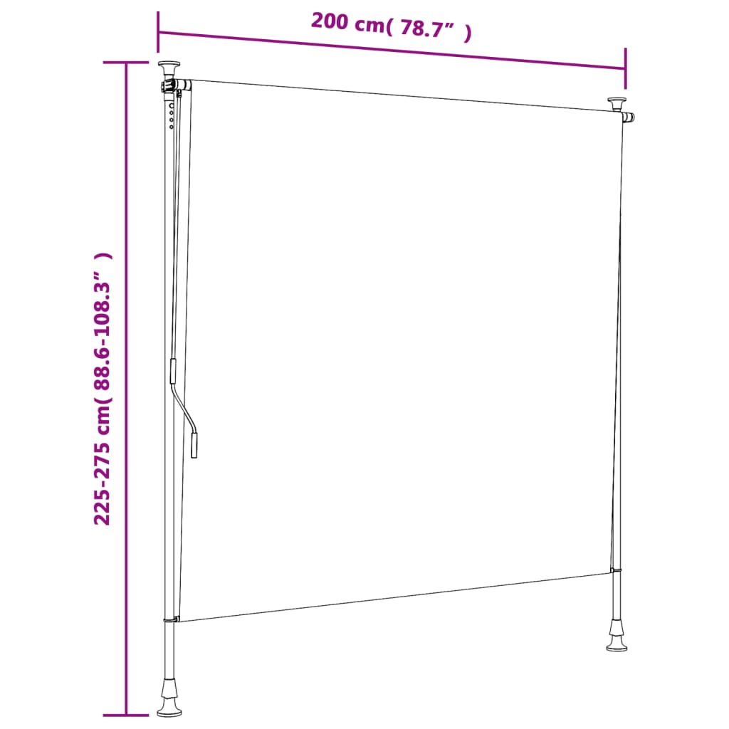 Outdoor roller blind blue and white 200x270 cm fabric and steel