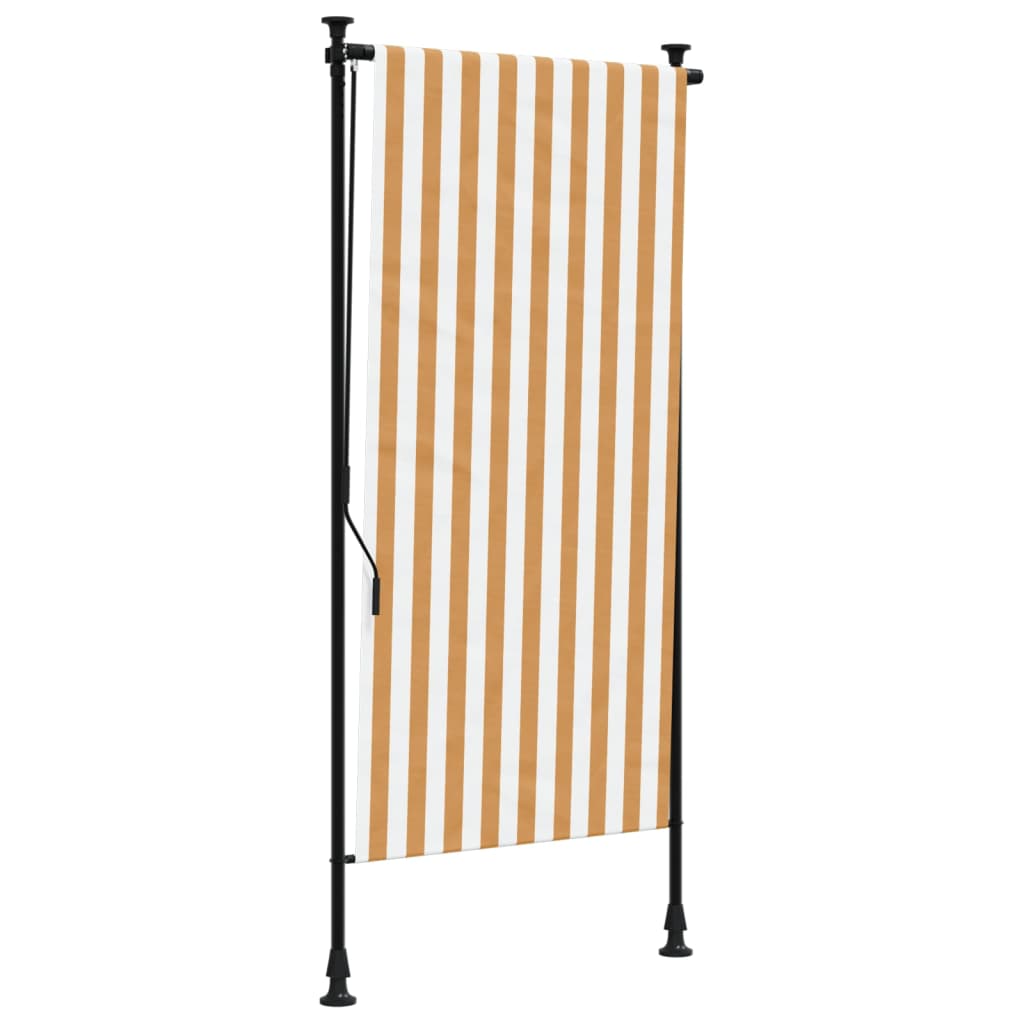 Outdoor roller blind orange and white 100x270 cm fabric and steel