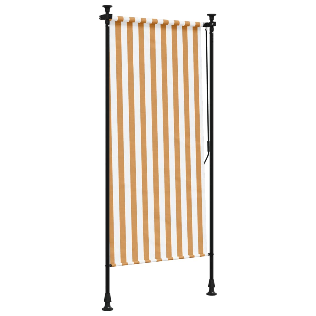 Outdoor roller blind orange and white 100x270 cm fabric and steel