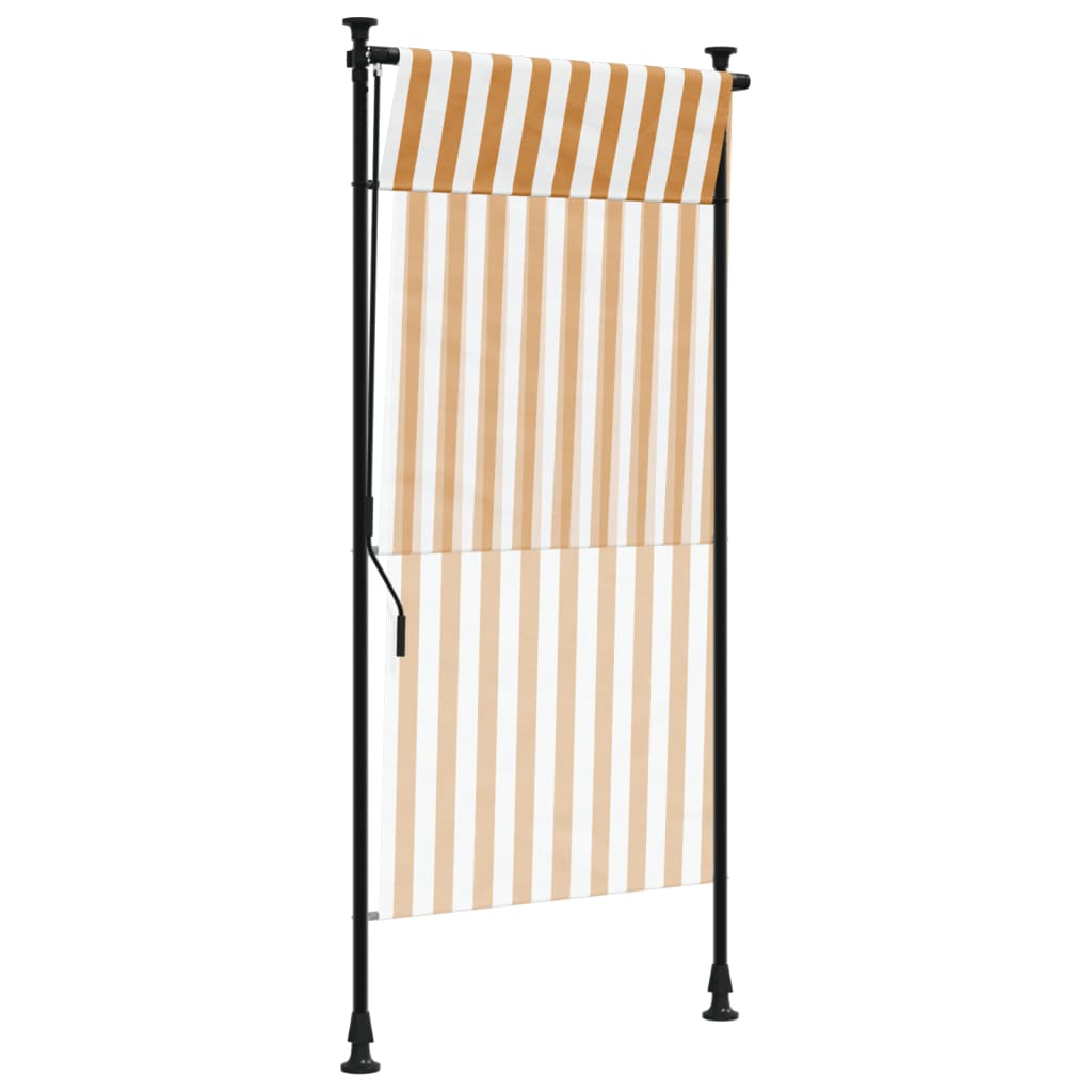 Outdoor roller blind orange and white 100x270 cm fabric and steel