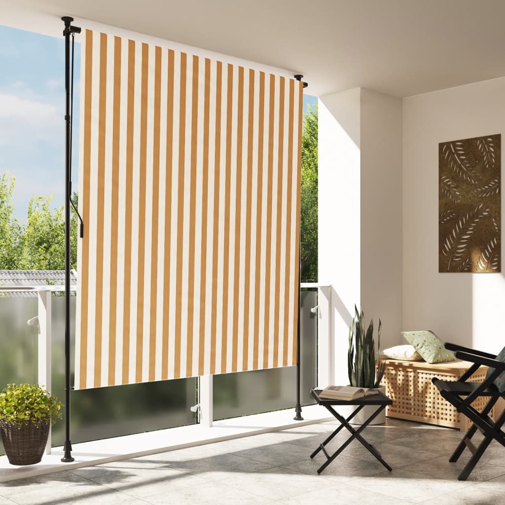 Outdoor roller blind orange and white 200x270 cm fabric and steel