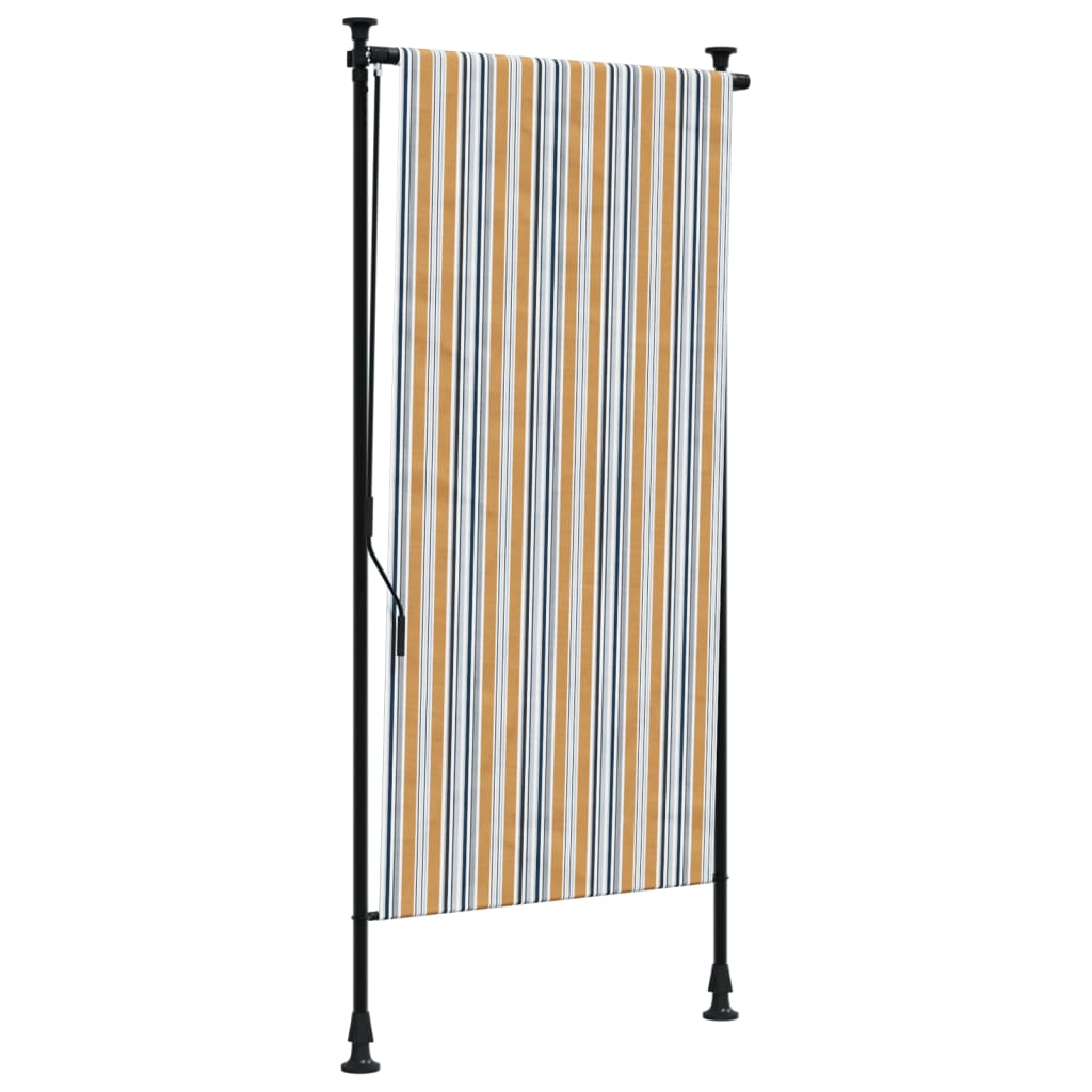 Outdoor roller blind yellow and white 100x270 cm fabric and steel