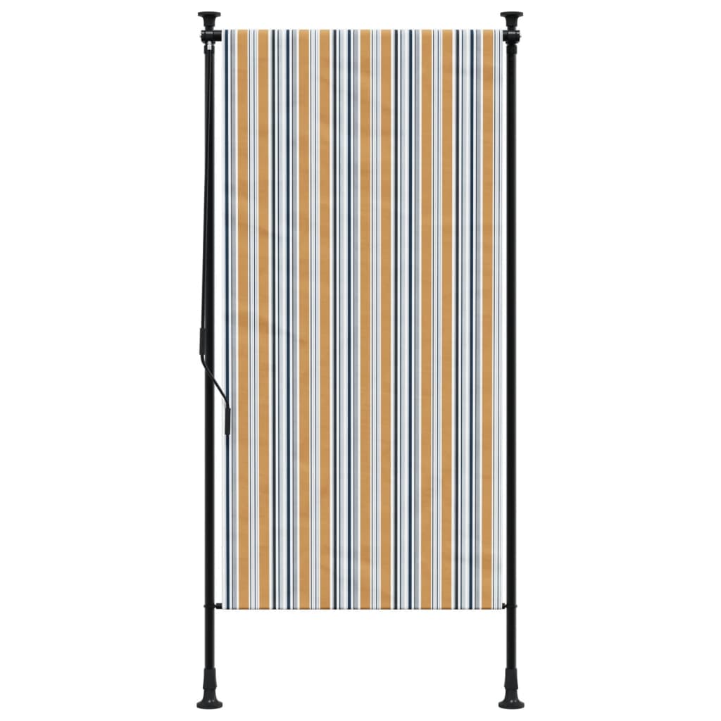 Outdoor roller blind yellow and white 100x270 cm fabric and steel