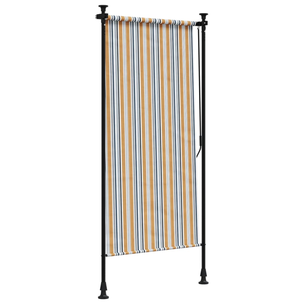 Outdoor roller blind yellow and white 100x270 cm fabric and steel
