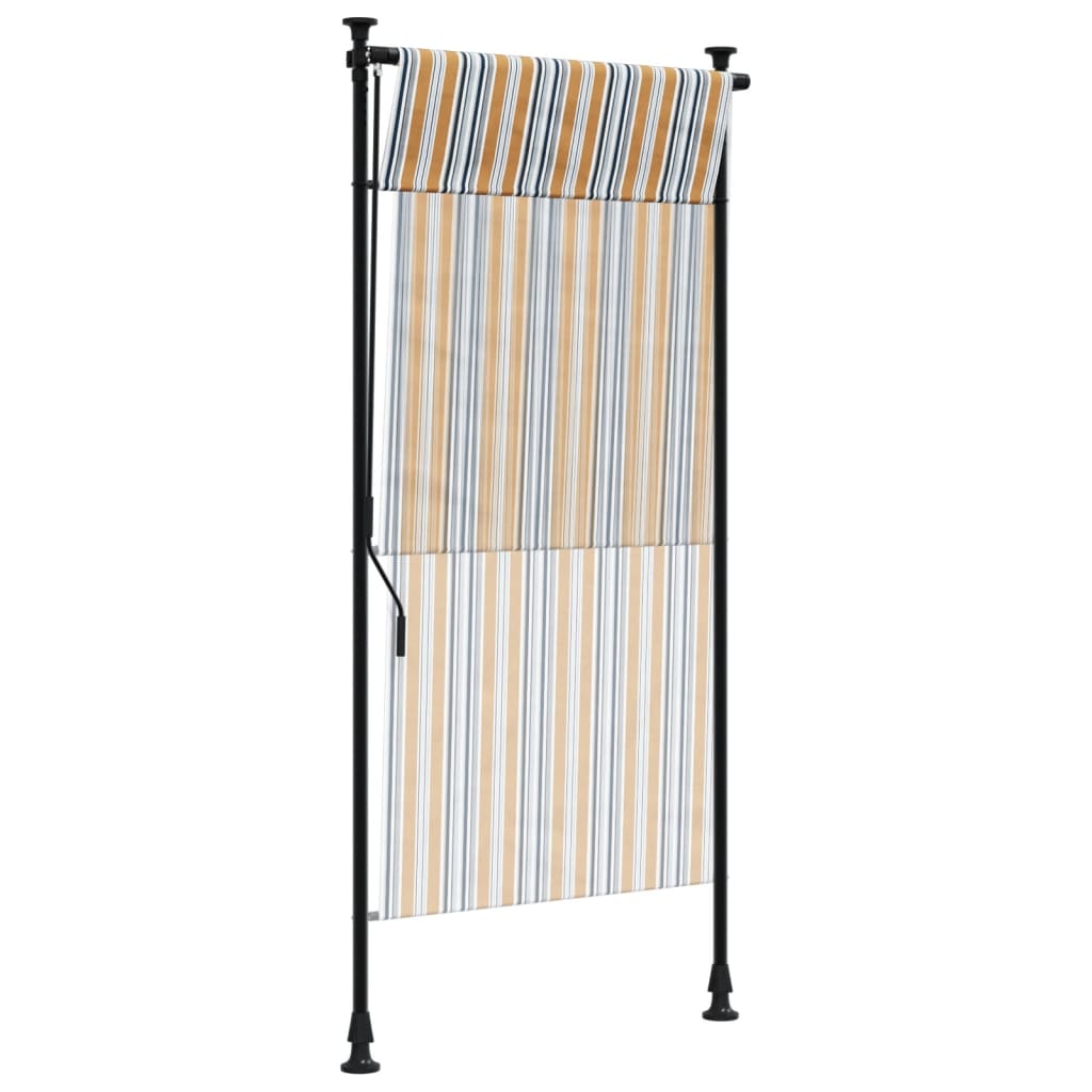 Outdoor roller blind yellow and white 100x270 cm fabric and steel