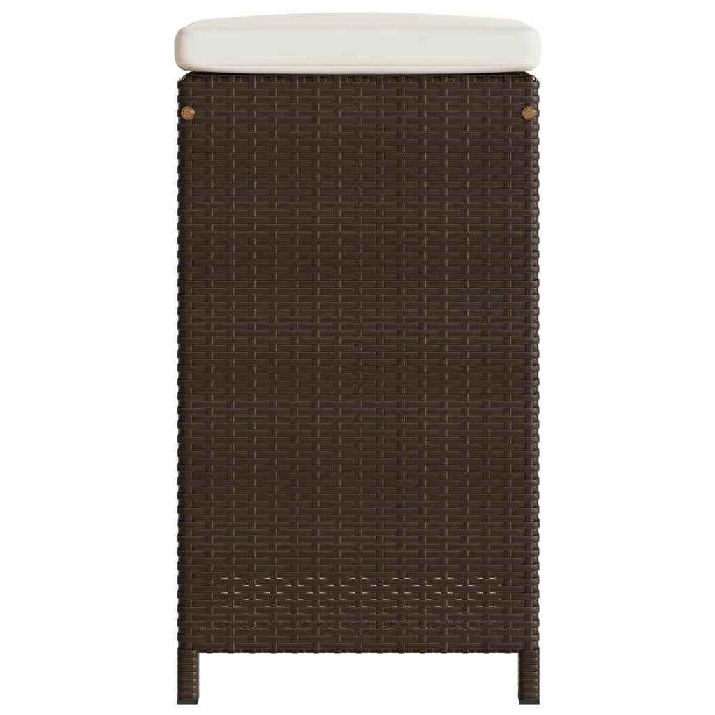 Outdoor bar stools with cushions 2 pcs brown poly rattan
