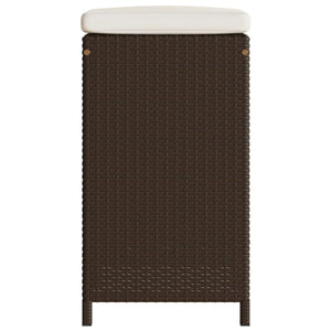 Outdoor bar stools with cushions 2 pcs brown poly rattan