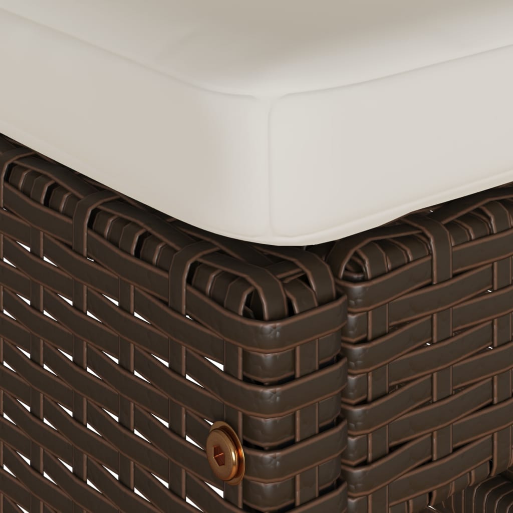 Outdoor bar stools with cushions 2 pcs brown poly rattan