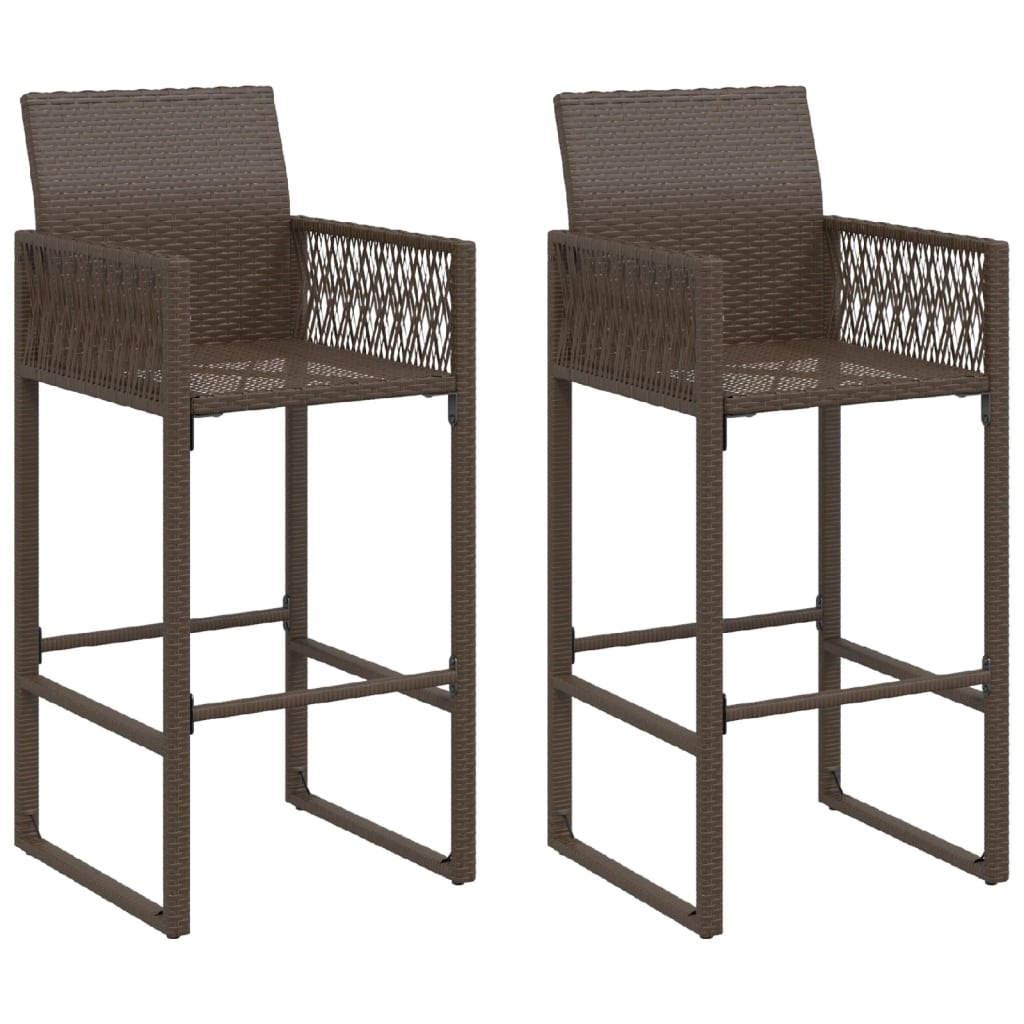 Outdoor bar stools 2 pcs brown poly rattan