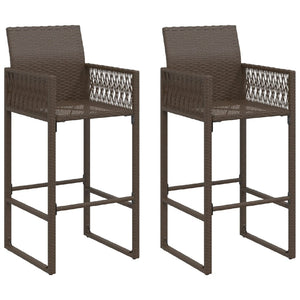 Outdoor bar stools 2 pcs brown poly rattan