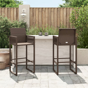 Outdoor bar stools 2 pcs brown poly rattan