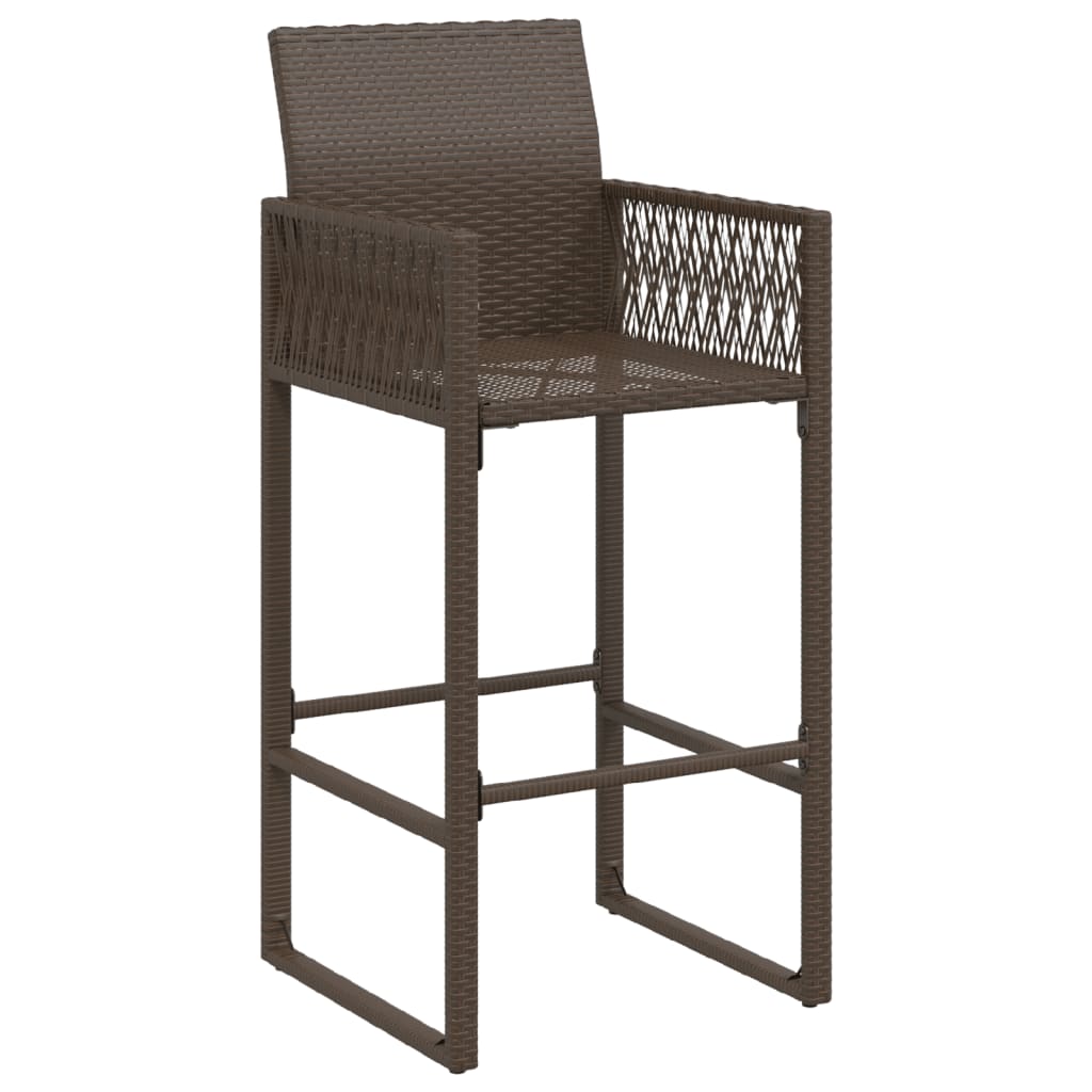 Outdoor bar stools 2 pcs brown poly rattan