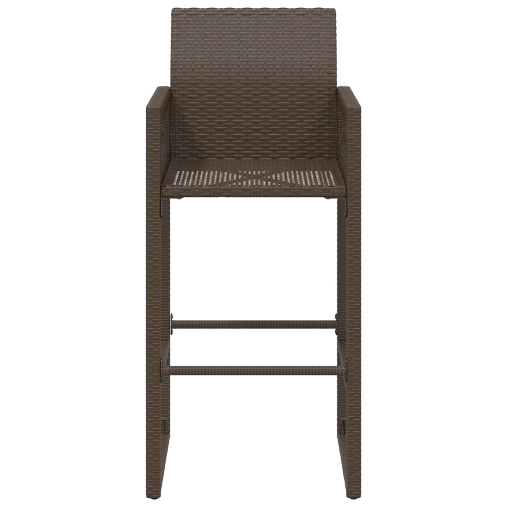 Outdoor bar stools 2 pcs brown poly rattan