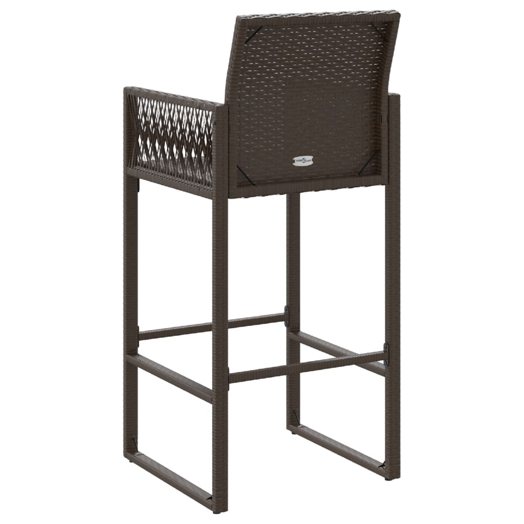 Outdoor bar stools 2 pcs brown poly rattan
