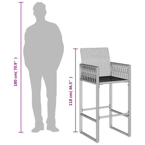 Outdoor bar stools 2 pcs brown poly rattan