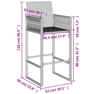 Outdoor bar stools 2 pcs brown poly rattan