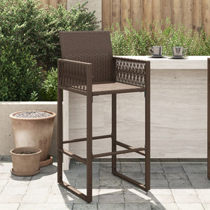 Outdoor bar stools 2 pcs brown poly rattan