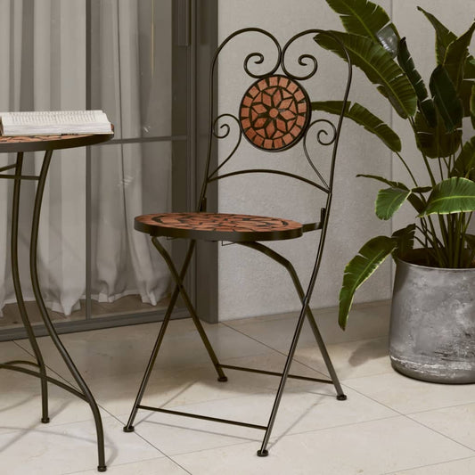 Folding bistro chairs 2 pcs terracotta ceramic
