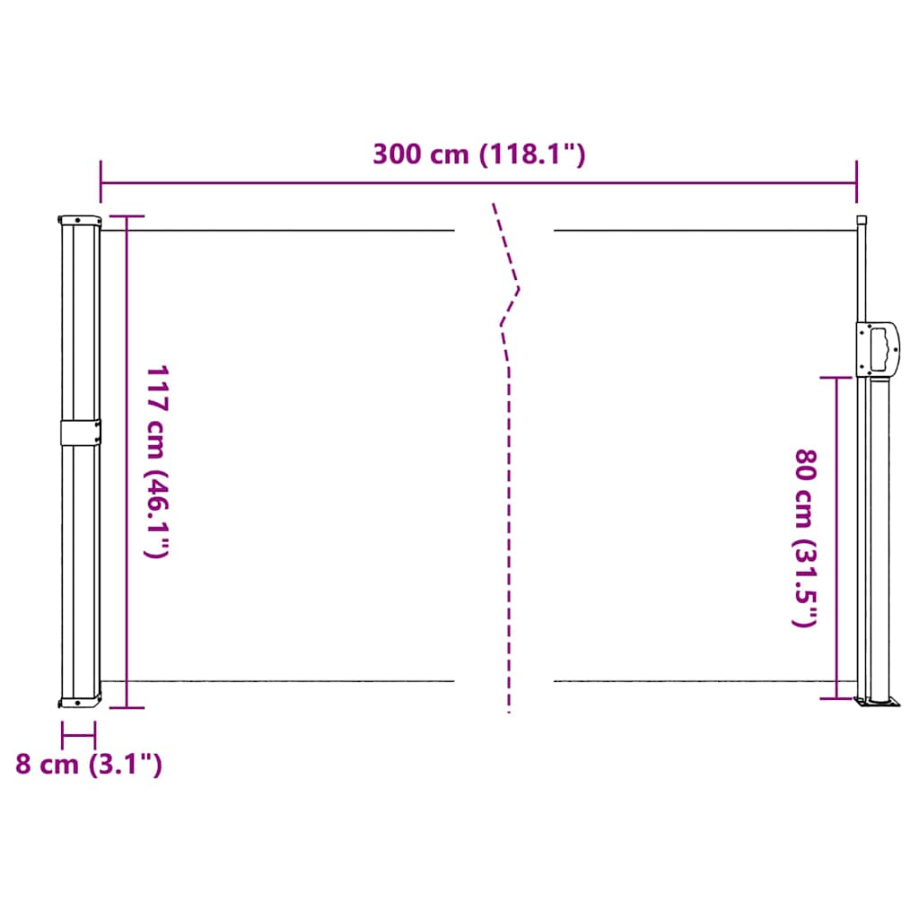 Retractable side awning blue 117x300 cm