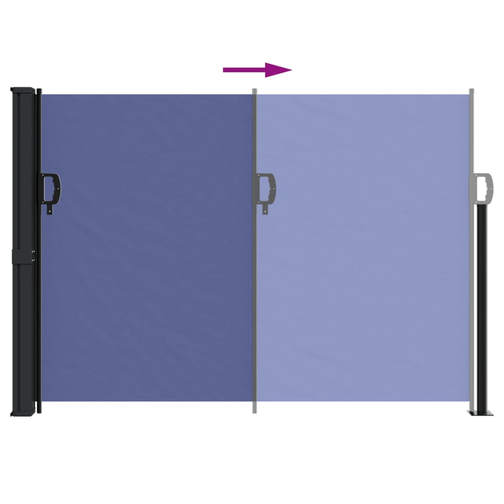Retractable side awning blue 140x500 cm