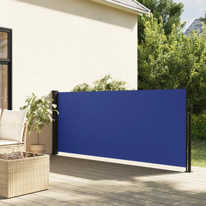 Retractable side awning blue 140x500 cm