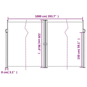 Retractable side awning 220x1000 cm dark green