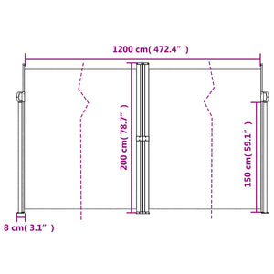 Retractable side awning blue 200x1200 cm