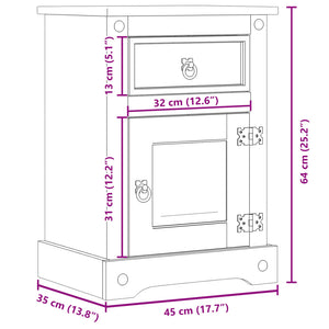 Nattbord Corona 45x35x64 cm heltre furu