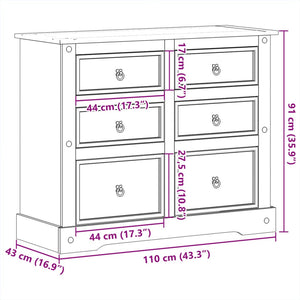 Chest of drawers Corona 110x43x91 cm solid pine wood