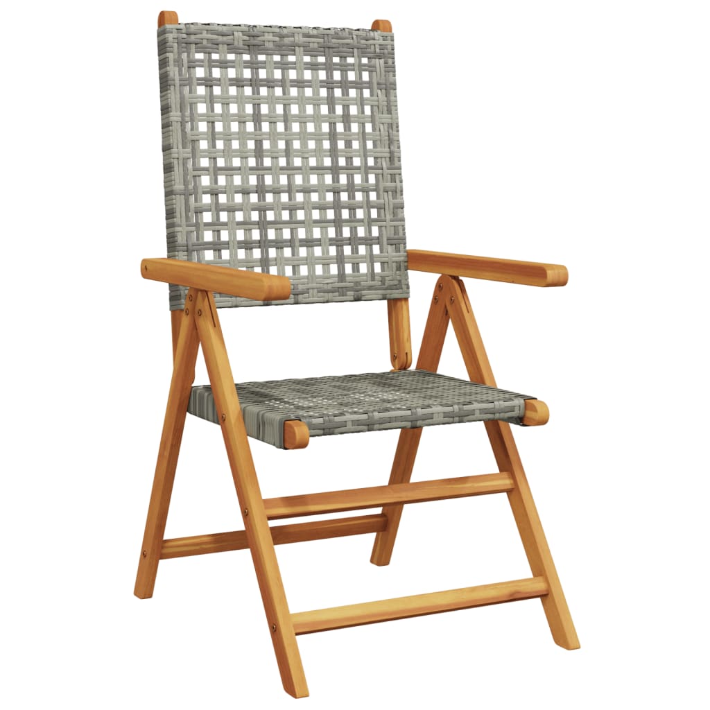 Garden armchairs 6 pieces grey poly rattan and solid wood