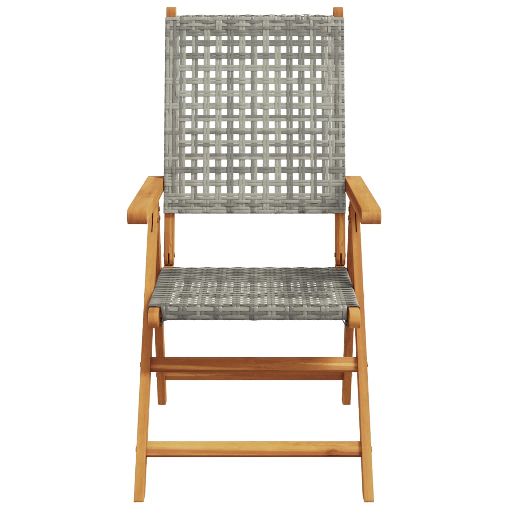 Garden armchairs 6 pieces grey poly rattan and solid wood
